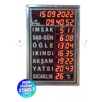 Büyük Boy Vakitler Tek Tek Ayarlamalı Krom Tuşlu Namaz Vakit